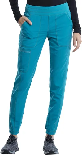 Vista 7 de Cherokee WW011 - Pantalones de uniforme médico para mujer tipo jogger con tiro normal, cintura elástica de 5 bolsillos, ultra suaves con elasticidad