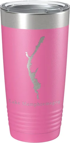 Vista 13 de Lake Memphremagog Map Tumbler Travel Mug Insulated Laser Engraved Coffee Cup Vermont Quebec 20 oz Black