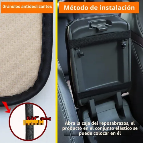 Vista 5 de 8sanlione - Tapete de almacenamiento para reposabrazos de automóvil, funda de cuero de fibra para consola central de automóvil, accesorios para Beige