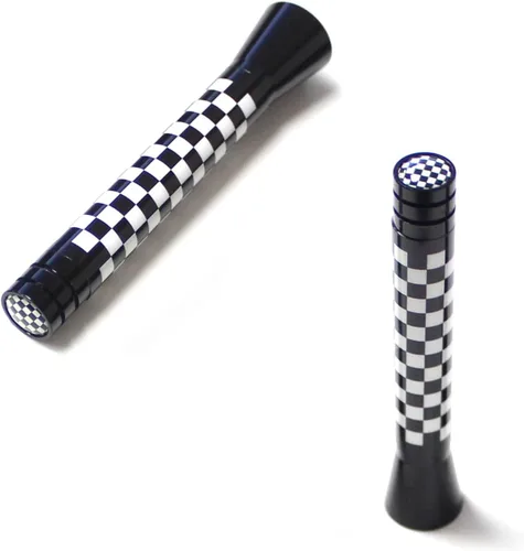 Vista 5 de iJDMTOY Antena corta a cuadros de 3 pulgadas con tema de tablero de ajedrez blanco/negro compatible con Mini Cooper (todos los modelos) y más otros