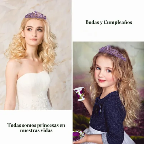 Vista 3 de Tiara - Banda de cumpleaños con corona de reina de diamantes de imitación, Metal, Cristal Tiara de cumpleaños 22