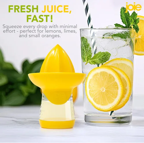 Vista 2 de Joie Citrus exprimidor Squeeze and Pour, exprimidor con boquilla, sin BPA y aprobado por la FDA ABS, Amarillo