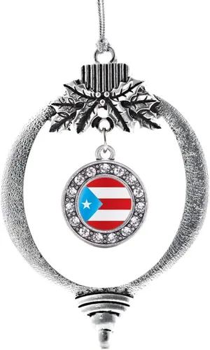 Vista 24 de Inspired Silver - Adorno con dije de cara de carlino - Adornos navideños de círculo de plata con joyas de circonita cúbica