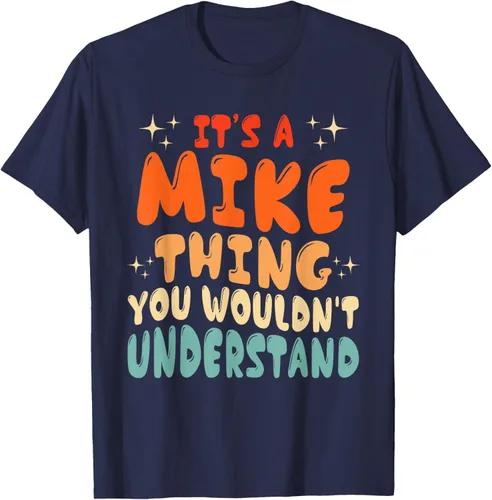 Vista 64 de Camiseta retro de los años 80 con texto en inglés "It's A Mike Thing You Wouldn't Understand", Negro