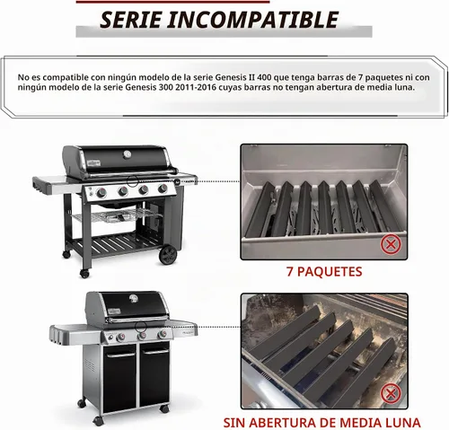 Vista 7 de 66032 66795 Barras aromatizantes de 17 pulgadas de repuesto para Weber GS4 Genesis II 300, E-310 E-315 E-335 E-330 S-335, piezas Genesis GS4 II LX