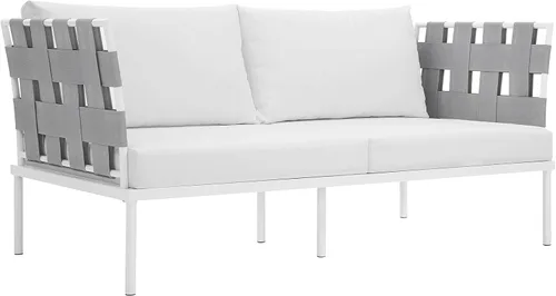 Vista 8 de Modway EEI-2601-WHI-WHI MO-EEI-2601-WHI-WHI Harmony Patio al aire libre Aluminio, sofá esquinero, blanco blanco