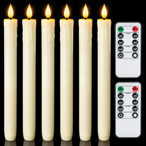 Vista 20 de Homemory 6 velas cónicas cerosas sin llama con control remoto, velas parpadeantes que funcionan con pilas, velas falsas LED altas para el hogar
