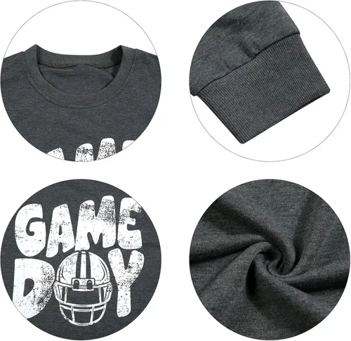 Vista 5 de FLOYU Sudadera de Sunday Funday para mujer, diseño gráfico de fútbol americano, para el día del partido, fin de semana, camiseta casual