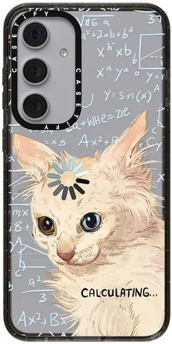Vista 107 de CASETiFY Funda de impacto para Galaxy S22+ - Adhesivo Aries Moross, color negro transparente