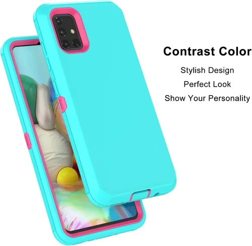 Vista 7 de Funda para Galaxy A51 4G (no compatible con la versión A51 5G), a prueba de golpes, resistente, resistente, de goma de plástico duro, 2 capas, funda