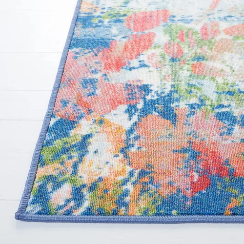 Vista 5 de SAFAVIEH Colección de pinceles de pintura para alfombras lavables, 4 pies 4 pulgadas x 6 pies, azul marino y naranja, antideslizante y fácil