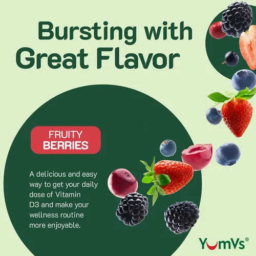 Vista 4 de YUM-V'S Gomitas de vitamina D3 de 5000 UI 125mcg D3 - Apoya el apoyo inmunológico, fuerte salud ósea, sin OMG, sin gluten, sin lácteos, gomitas