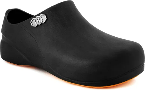 Vista 2 de Stico - Zuecos de chef antideslizantes para hombre zapatos de trabajo antideslizantes para restaurante hospital jardín de enfermería negro