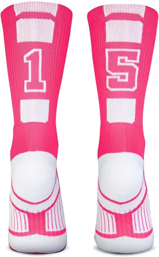 Vista 49 de ChalkTalkSPORTS Calcetines de equipo personalizados - Calcetines con números rosados Elige tu número