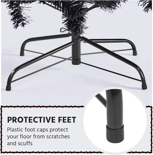 Vista 8 de [Usado] Yaheetech Árbol de Navidad artificial de pino abeto negro con bisagras y luces incorporadas de 4.5 pies para Halloween, árbol de Navidad