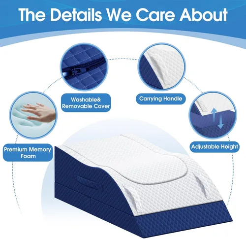 Vista 3 de TranquilRelax Almohada para piernas, almohada de elevación de piernas con almohadilla y espuma viscoelástica, almohada de altura ajustable