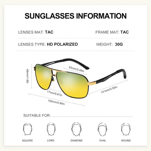 Vista 5 de AXPYPXA Lentes de sol de aviador para hombres y mujeres, lentes de sol polarizados para hombre, lentes de sol rectangulares vintage, lentes de sol