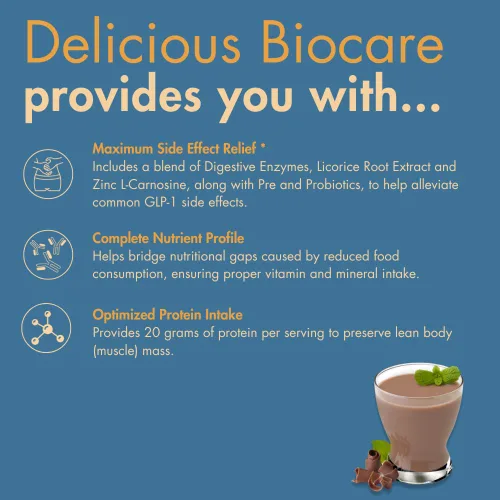 Vista 5 de Biocare Bebida nutricional para usuarios de GLP-1, la bebida dietética en polvo proporciona 0.71 oz de proteína esencial, 26 vitaminas/minerales