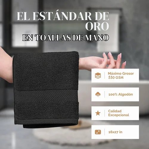 Vista 2 de Toallas de mano blancas clásicas para baño [paquete de 12] Toallas de mano de algodón a granel para gimnasio, cocina y spa, 16x27 pulgadas, toallas