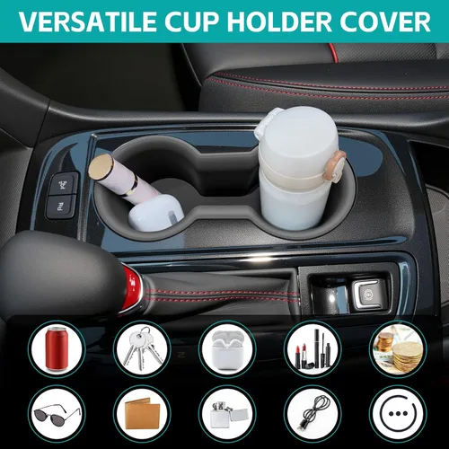Vista 7 de Organizador de portavasos compatible con accesorios Chevy Equinox 2018-2024, sin ruido, a prueba de agua y polvo, TPE inserto para consola