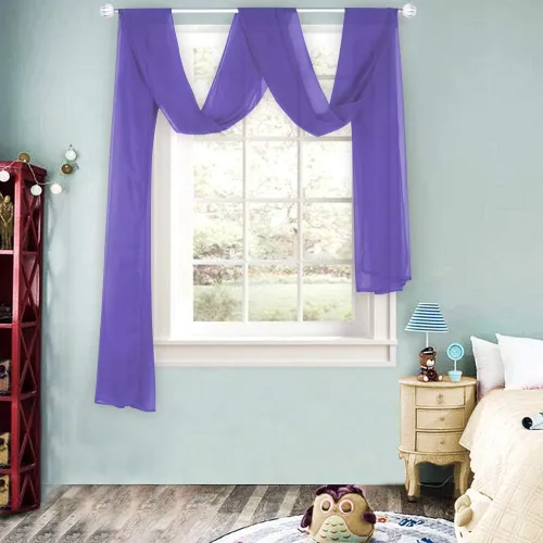 Vista 25 de HUTO Cenefa de gasa suave para ventana, color beige, para habitación de niñas, toldo de cama, 1 panel de 52 x 144 pulgadas de largo