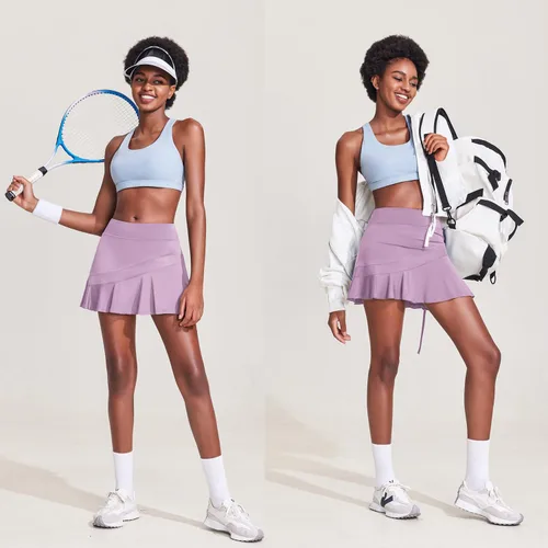 Vista 3 de Ekouaer Falda de tenis para mujer, falda pantalón plisada, deportiva, ligera, con bolsillos, para correr, golf y entrenamiento
