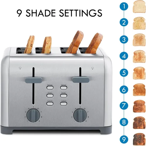 Vista 4 de Kenmore 40605 Tostadora de 4 rebanadas con controles dobles en acero inoxidable