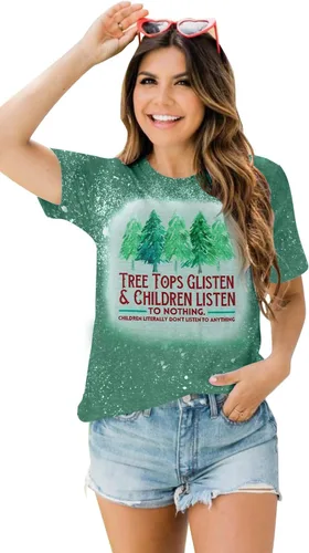 Vista 2 de Camisa de Navidad para profesora, camisetas de árbol para mujer, brillantes y brillantes, para niños, camiseta blanqueada, linda camiseta gráfica