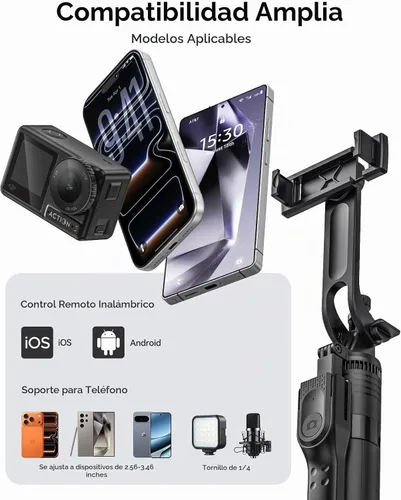 Vista 7 de ORICO Trípode de teléfono de 69 pulgadas, trípode para selfie stick para iPhone con control remoto inalámbrico, soporte giratorio de 360°