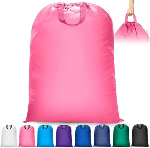Vista 11 de Isink Bolsa de lavandería extra grande con asas, resistente, bolsa de lavandería de viaje para ropa sucia, 28 x 40 pulgadas (negro)