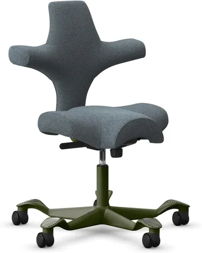 Vista 35 de HAG Capisco Sit to Stand - Silla de pie con marco blanco, tapizado, color rosa rubor Pink Blush