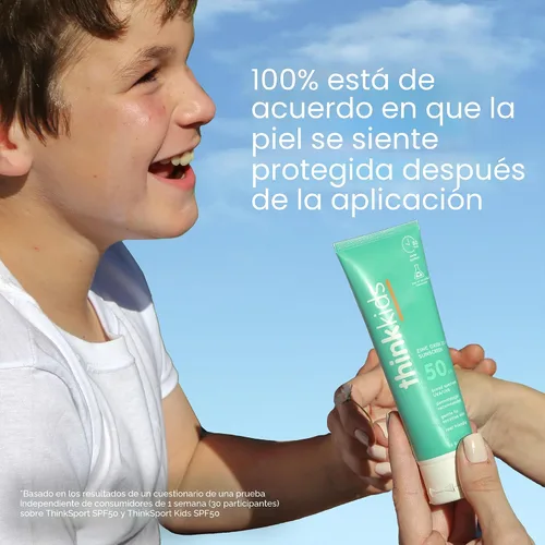 Vista 8 de Thinkkids Safe Mineral Sunscreen SPF 50+, 3 Fl Oz, Natural, Protector solar resistente al agua seguro para arrecifes para niños, protector solar