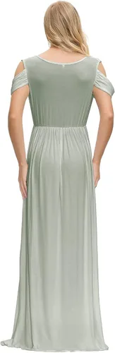 Vista 5 de VSNOW Vestido de maternidad para sesión de fotos hombros descubiertos manga caída vestido de accesorio de fotos vestido dividido maxi vestidos