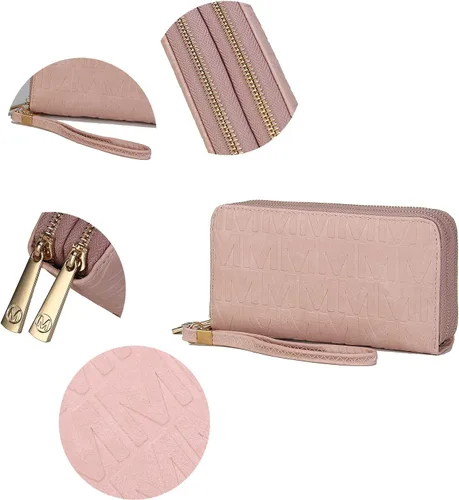 Vista 14 de MKF Collection Mia K - Cartera de pulsera para mujer, pequeña cartera de cuero vegano para tarjetas de crédito con cremallera y bolsillo