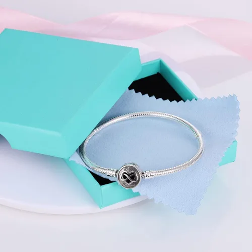 Vista 7 de Parmuz Charm Bracelet For Woman 925 Sterling Silver Basic heart clasp Iconic Moments Snake Chain Bracelet Gift for Teen Girls Men Mother Daughter