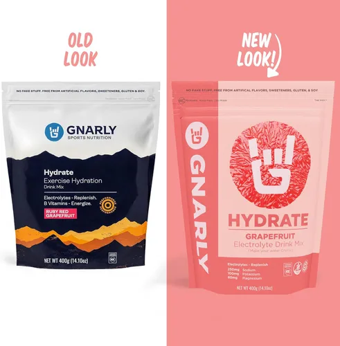 Vista 2 de Gnarly Nutrition Hydrate Electrolyte Powder - Mezcla de bebida hidratante para ejercicio de pomelo rojo rubí - Contenido NSF certificado - Solución