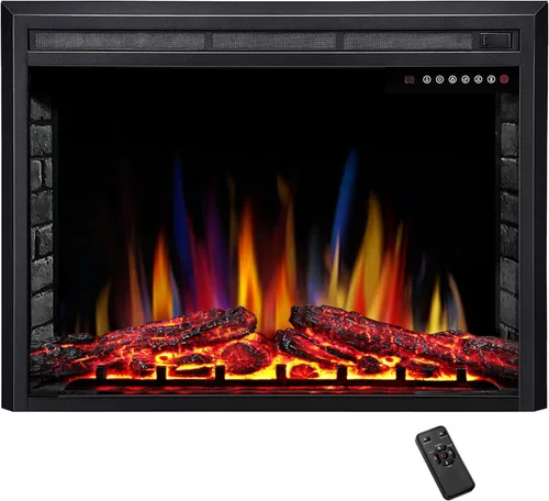 Vista 11 de 36" Electric Fireplace Insert, 5 Flame/12 Log Colors, 5 Speeds, 50-99°F
