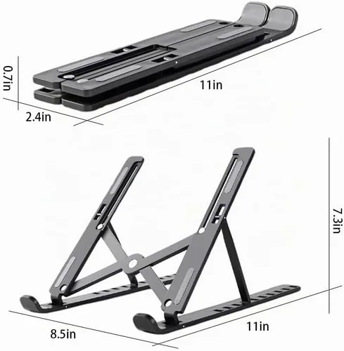 Vista 2 de Soporte ajustable para computadora portátil para escritorio, elevador portátil plegable con ángulo de diez grados, ajuste libre ABS+accesorios