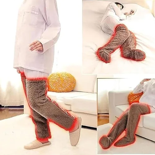 Vista 3 de Snuggs - Calcetines acogedores, pantuflas de calcetín Snugglepaws, suaves y cálidos por encima de la rodilla, calcetines altos hasta el muslo