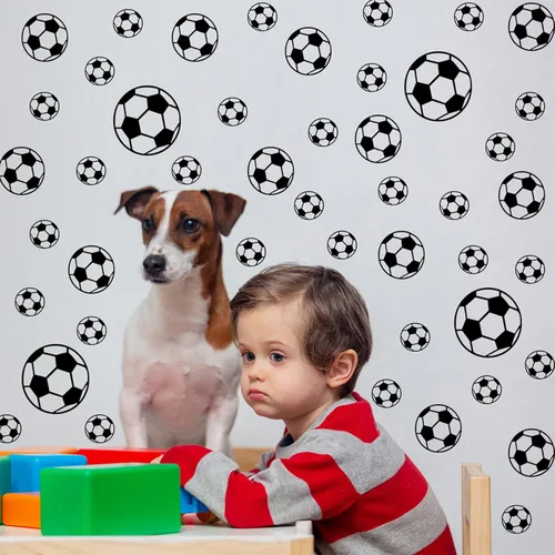 Vista 5 de 44 calcomanías de fútbol, fáciles de despegar y pegar, calcomanías de fútbol de pared para decoración de pared de fútbol para dormitorio de niños