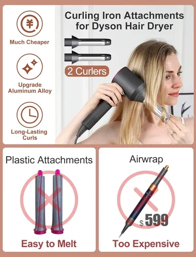 Vista 2 de Varitas rizadoras automáticas con 2 rizadores para secador de pelo supersónico Dyson Airwrap, herramienta de hierro para peinar cabello largo
