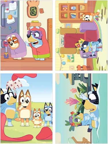 Vista 3 de Trends International - Paquete de rompecabezas de calcomanías Bluey Bandit and Chilli Adventures - 12 rompecabezas, 4 tableros - Multicolor