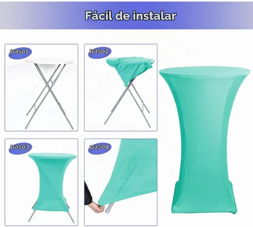 Vista 5 de HolidayIdeas Fundas para Mesa de Cóctel, Paquete de 2 - Manteles de Cóctel de Spandex Elástico Ajustado con Esquinas Cuadradas