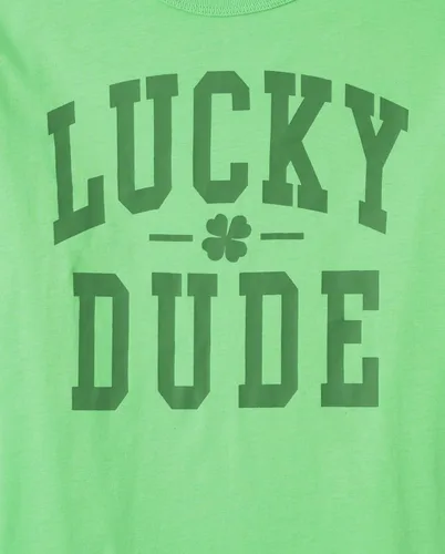 Vista 2 de The Children's Place Boys' Short Sleeve Graphic T-Shirt Seasonal, Blue Egg Hunt Squad, Large San Patricio Lucky Dude