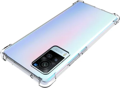 Vista 4 de USTIYA Funda para Vivo X60 Pro Clear TPU Cuatro Esquinas Funda Protectora Transparente Suave Funda