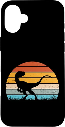 Vista 23 de Retro Sunset Jurassic Velociraptor Dinosaur Case for iPhone 17