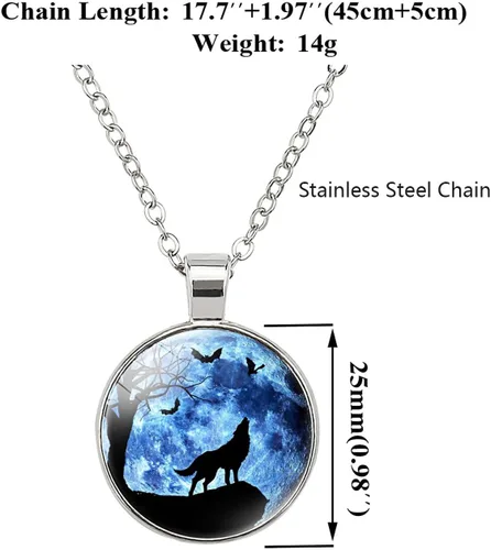 Vista 3 de Collar de lobo para mujer, bonito collar con colgante para mujeres adolescentes