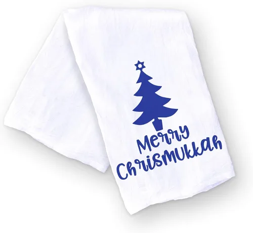 Vista 9 de Toalla de cocina divertida para las festividades judías, azul "Oy to the World" toalla judía para Hanukkah, regalo de anfitriona y para inauguración