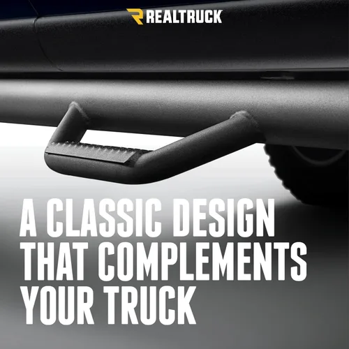 Vista 4 de RealTruck - Escalones Nerf para Silverado/Sierra Rueda a rueda con acceso a la cama, acero resistente, negro texturizado C9984RC-4-TX Negro