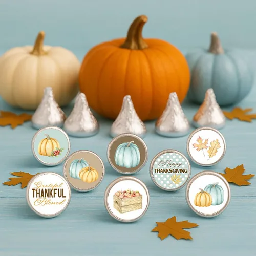 Vista 3 de Etiquetas de Acción de Gracias de otoño para Hershey's Kisses Chocolates - Calcomanías de caramelo de cosecha de otoño - Juego de 240